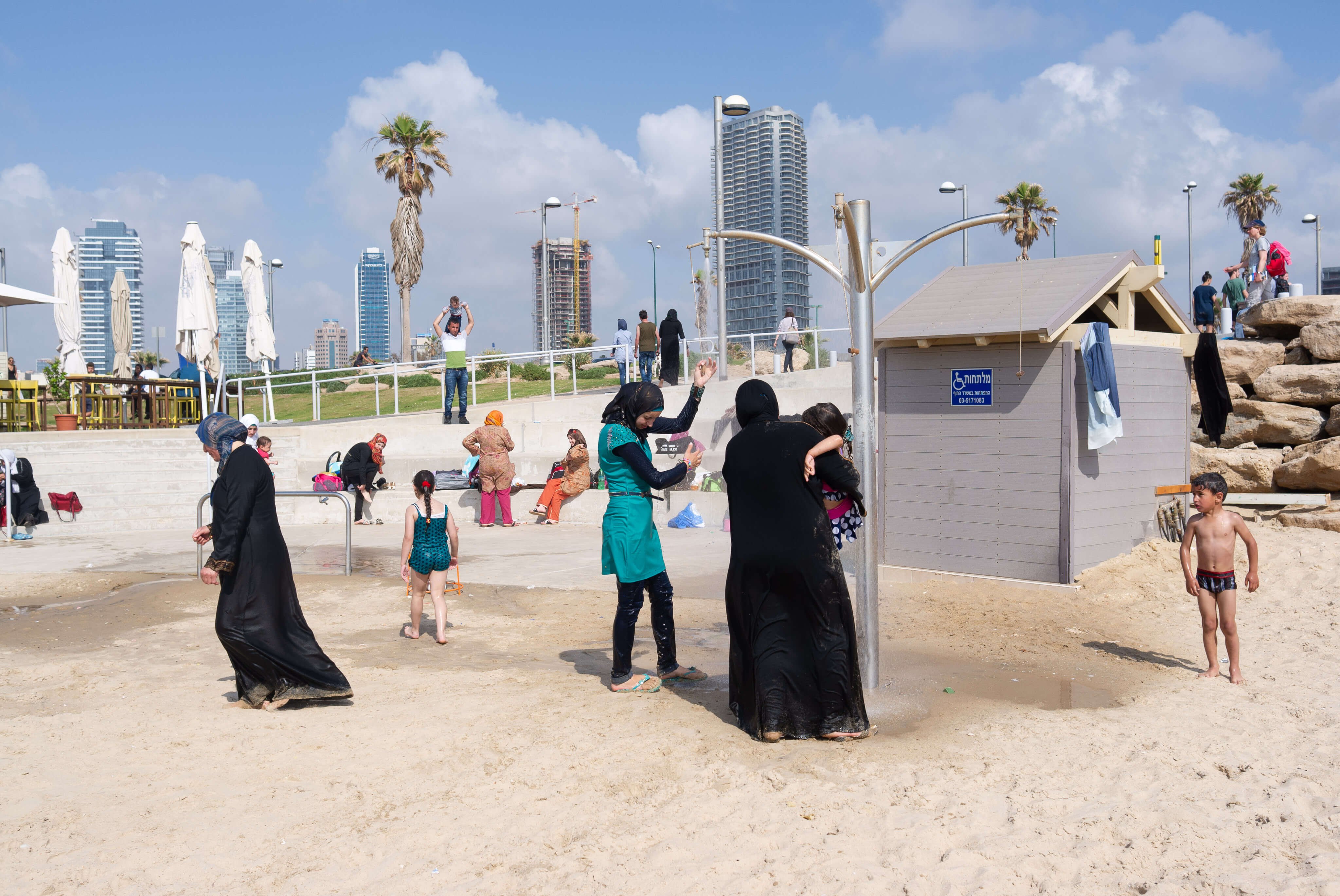 Arab women playing at the beach, Tel-Aviv