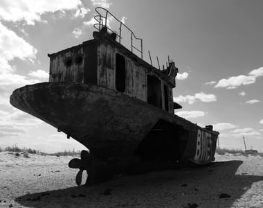 Abandoned ship at Moynak